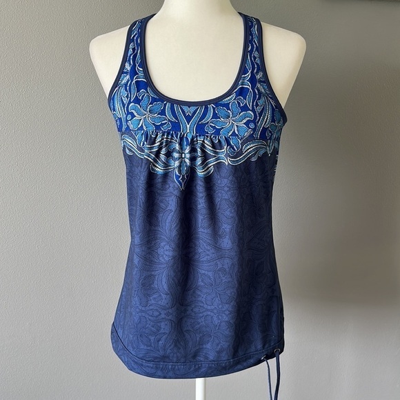 Athleta Blue Patterned Racerback Tank Top - Picture 4 of 13